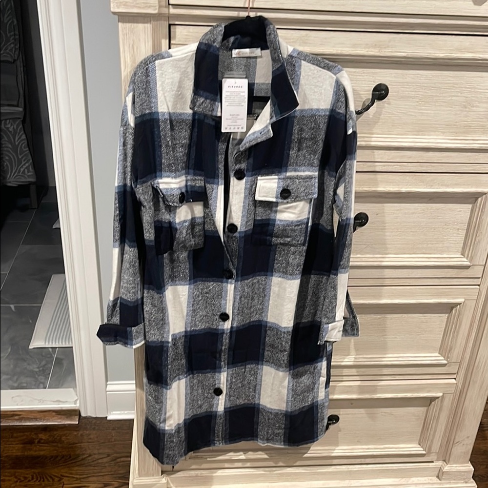 Rails Blue and White Plaid Shirt Dress